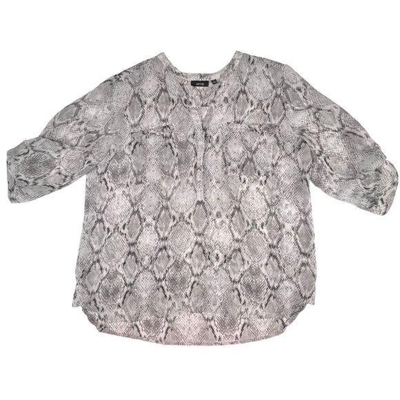 Apt 9 Blouse XL Gray Boho Sheer Python Animal Print Lightweight Elegant Top - Picture 1 of 10